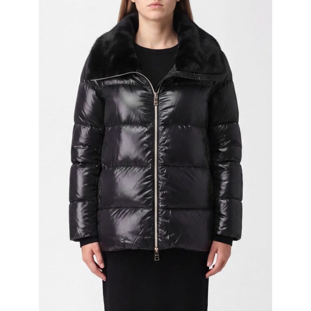 Herno Women Herno Water-Repellent Nylon Short Down Jacket With Fur Funnel Neck